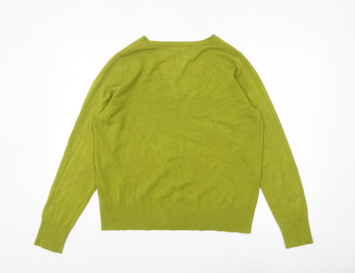 Next Women’s Green V-Neck Acrylic Pullover Jumper Size 18