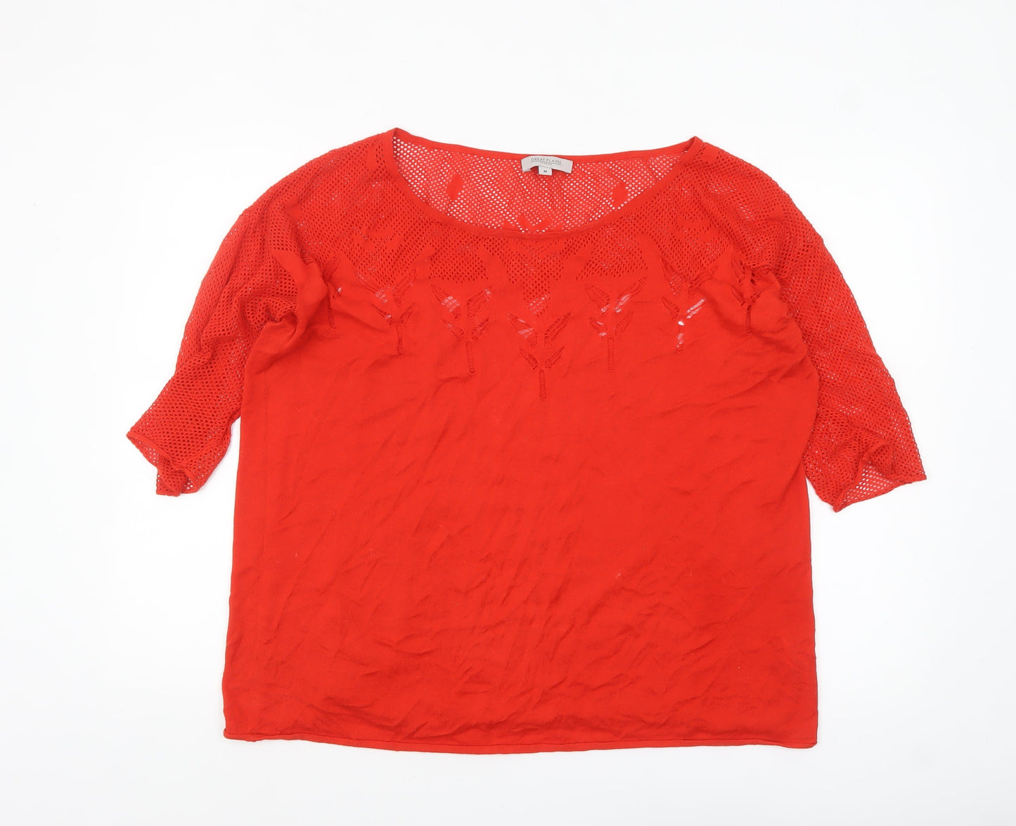 Great Plains Women Red Knit Cotton Pullover Jumper M