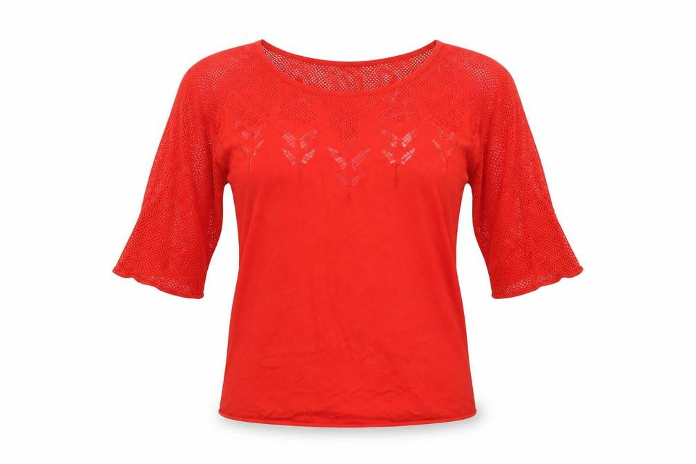 Great Plains Women Red Knit Cotton Pullover Jumper M