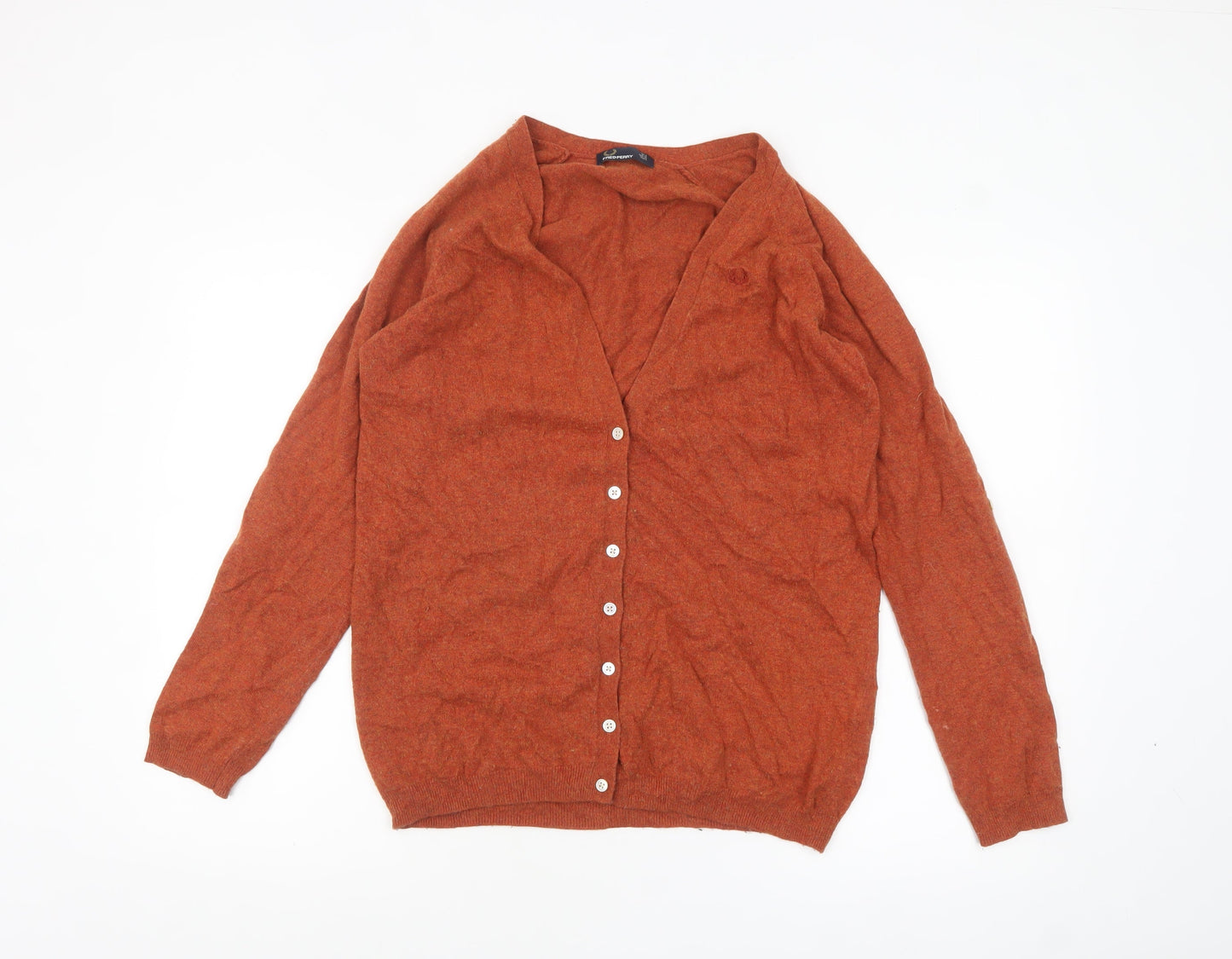 Fred Perry Women's Brown V-Neck Button Cardigan Size 6