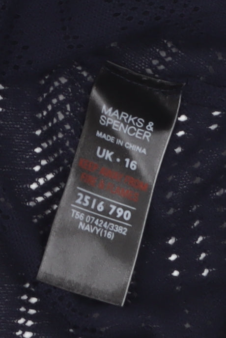 Marks and Spencer Women Blue Size 16 Open Knit Cardigan