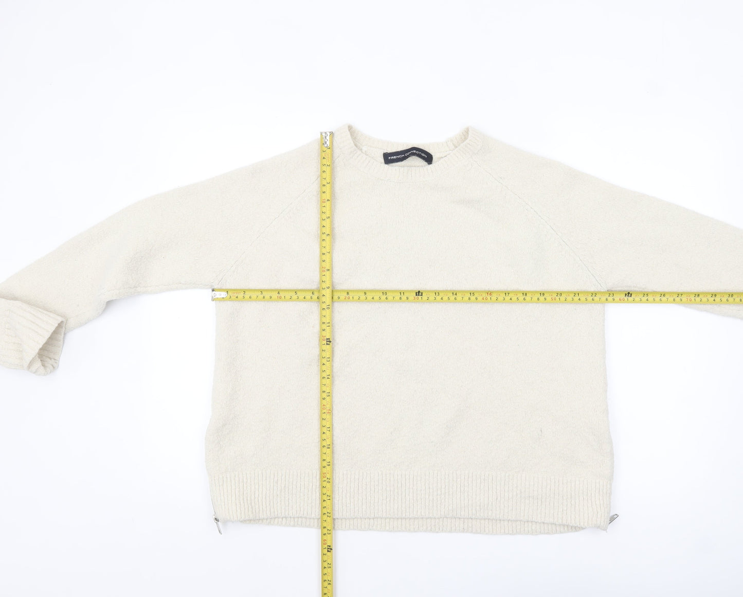 French Connection Womens Ivory Knit Pullover Jumper M