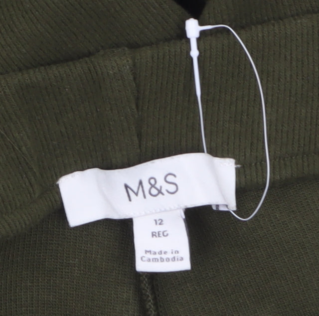 Marks and Spencer Womens Green Size 12 Regular Knit Straight Trousers