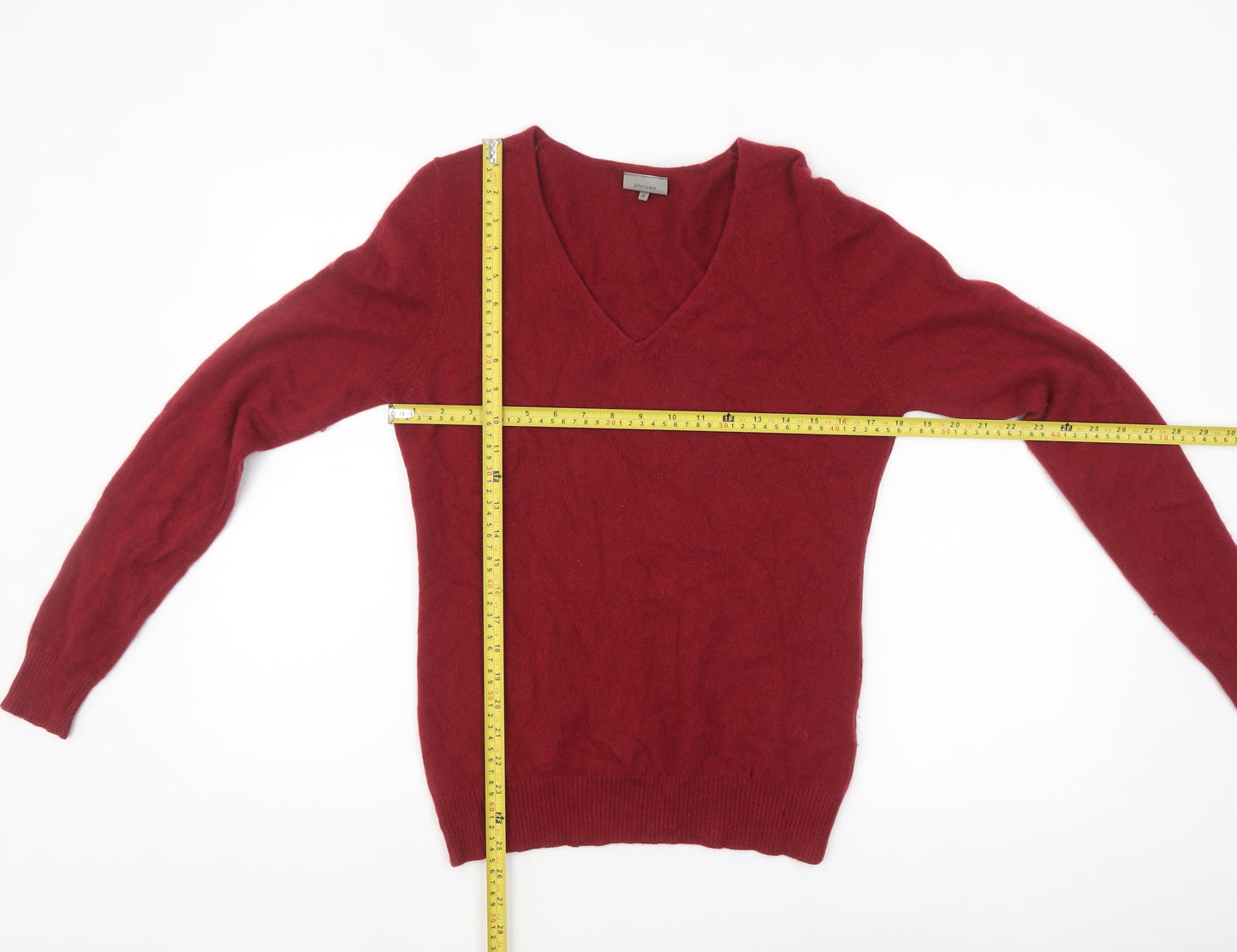 John Lewis Women's Red Cashmere V-Neck Jumper Size 14