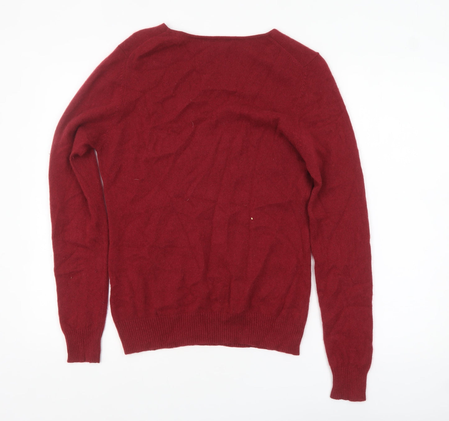 John Lewis Women's Red Cashmere V-Neck Jumper Size 14