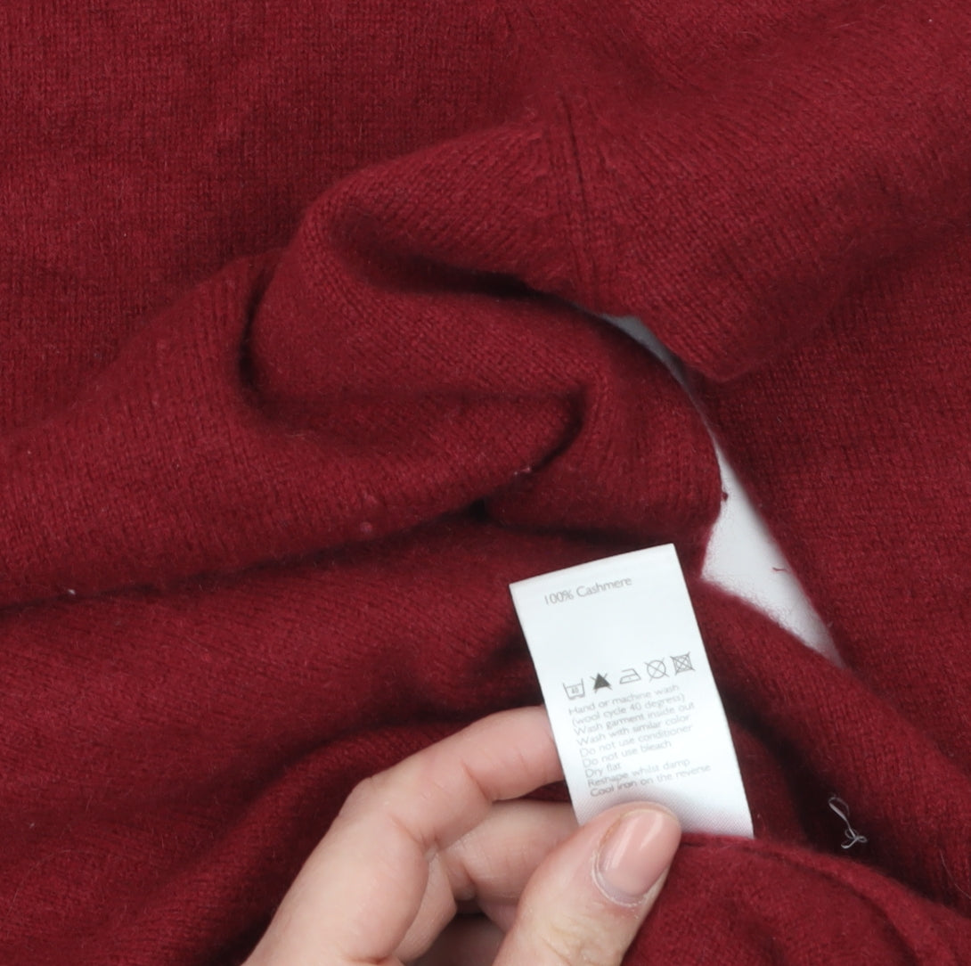John Lewis Women's Red Cashmere V-Neck Jumper Size 14