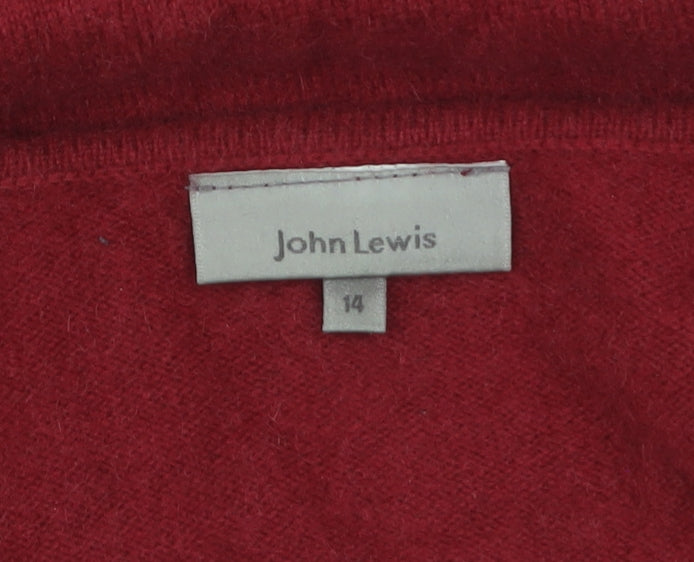 John Lewis Women's Red Cashmere V-Neck Jumper Size 14