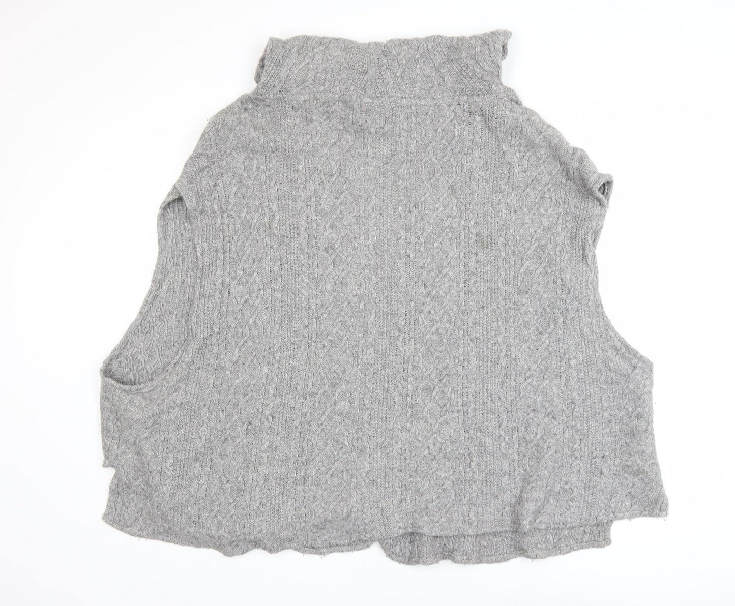 Avoca Women Grey Wool Blend Sleeveless Cable Knit Cardigan S