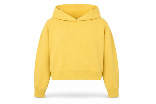 Superdry Womens Yellow Pullover Hoodie UK 8 Cotton Blend Lined Adventurewear