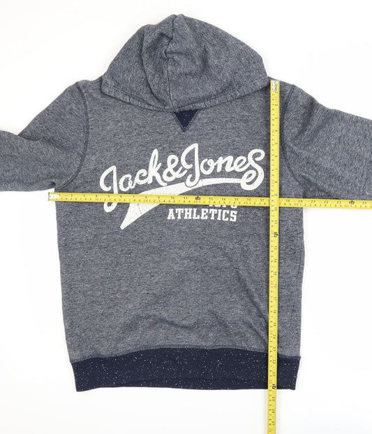 Jack & Jones Men's Blue Pullover Hoodie M Athletics Logo