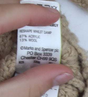 Marks and Spencer Women’s Beige Full Zip Chunky Knit Jumper Size 12