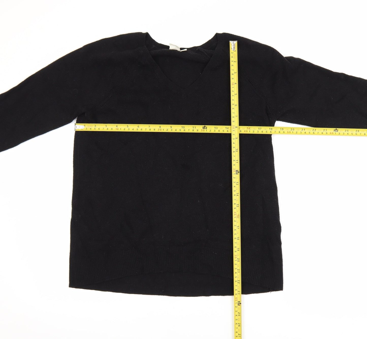 GAP Men’s Black V-Neck Merino Wool Blend Pullover Jumper M