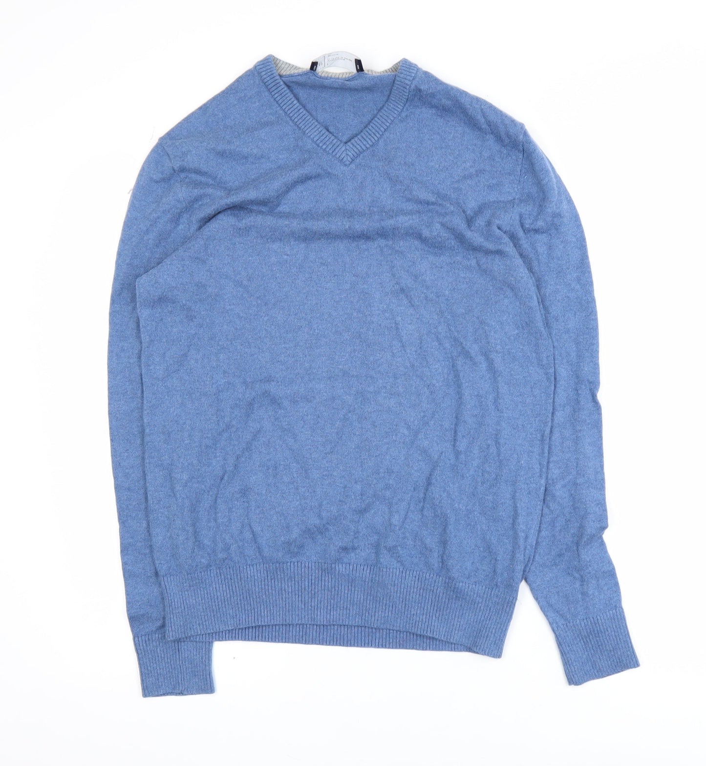 GAP Men's Blue Cotton Cashmere V-Neck Jumper Size S