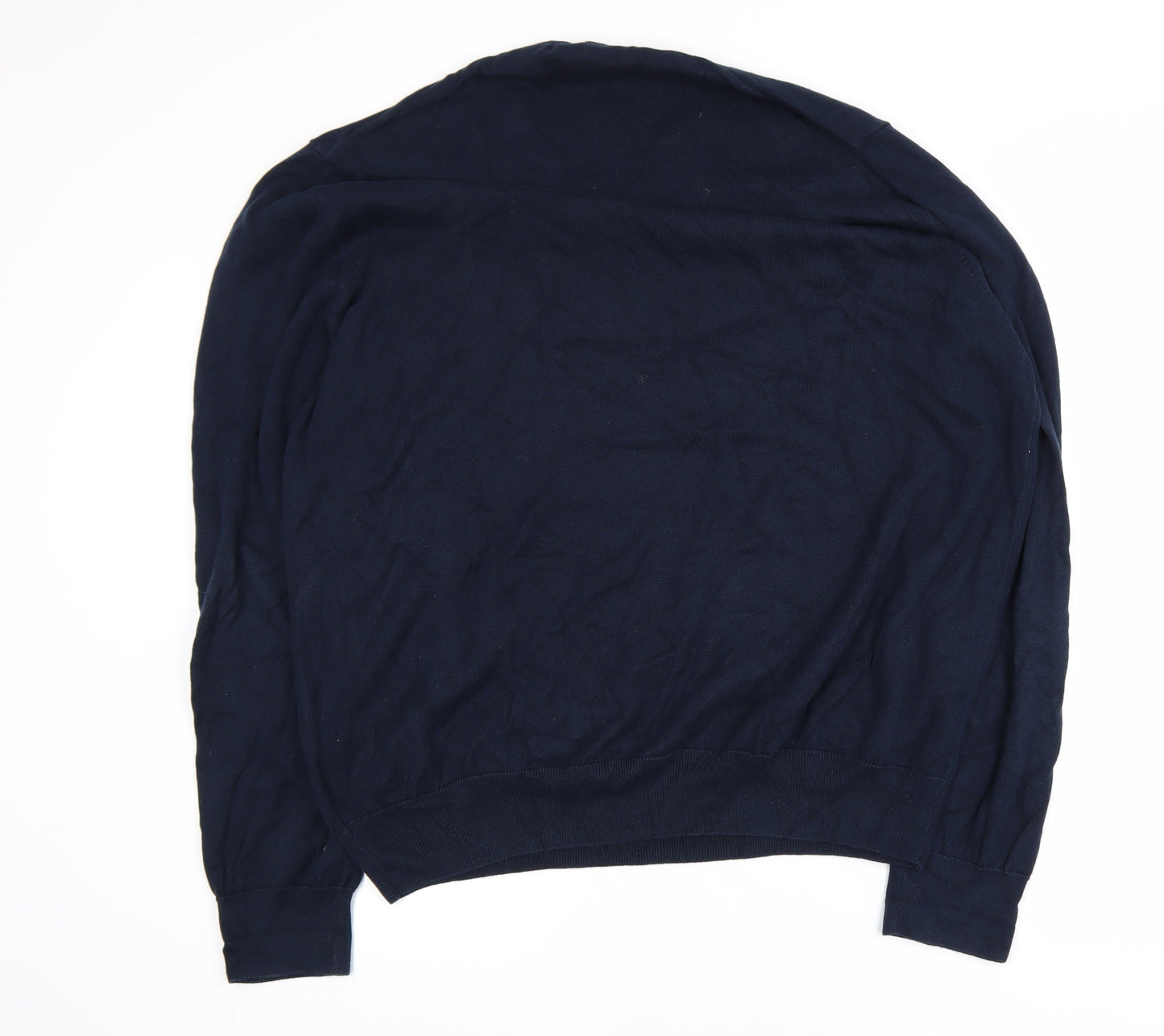 Marks and Spencer Men's Blue 2XL Cotton Crew Neck Jumper