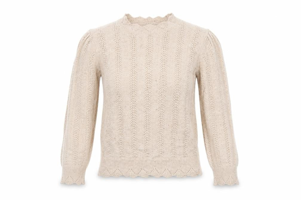 Marks & Spencer Per Una Beige Wool Cotton Blend Cable Knit Jumper Women’s Size 6