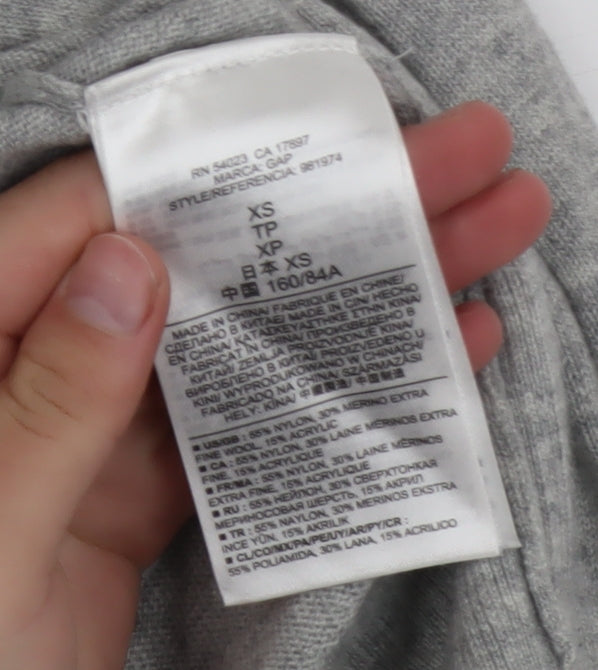 Gap Women’s Grey V-Neck Merino Wool Blend Jumper XS