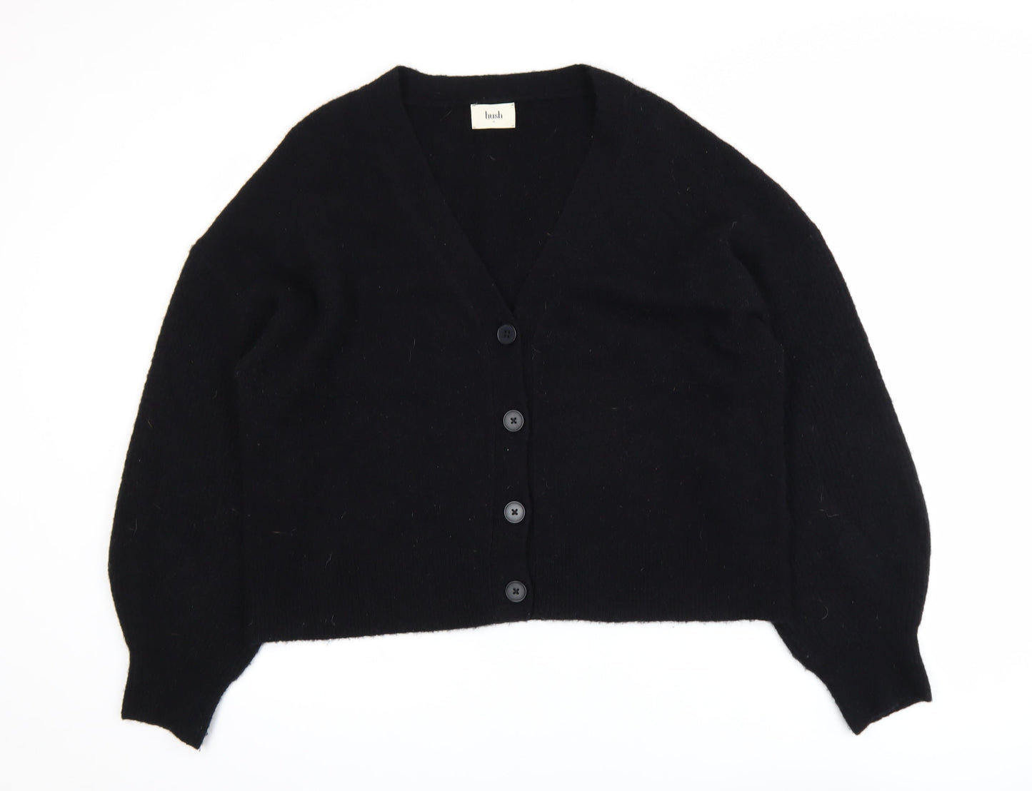 Hush Women's Black Wool Blend Button V-Neck Cardigan XL