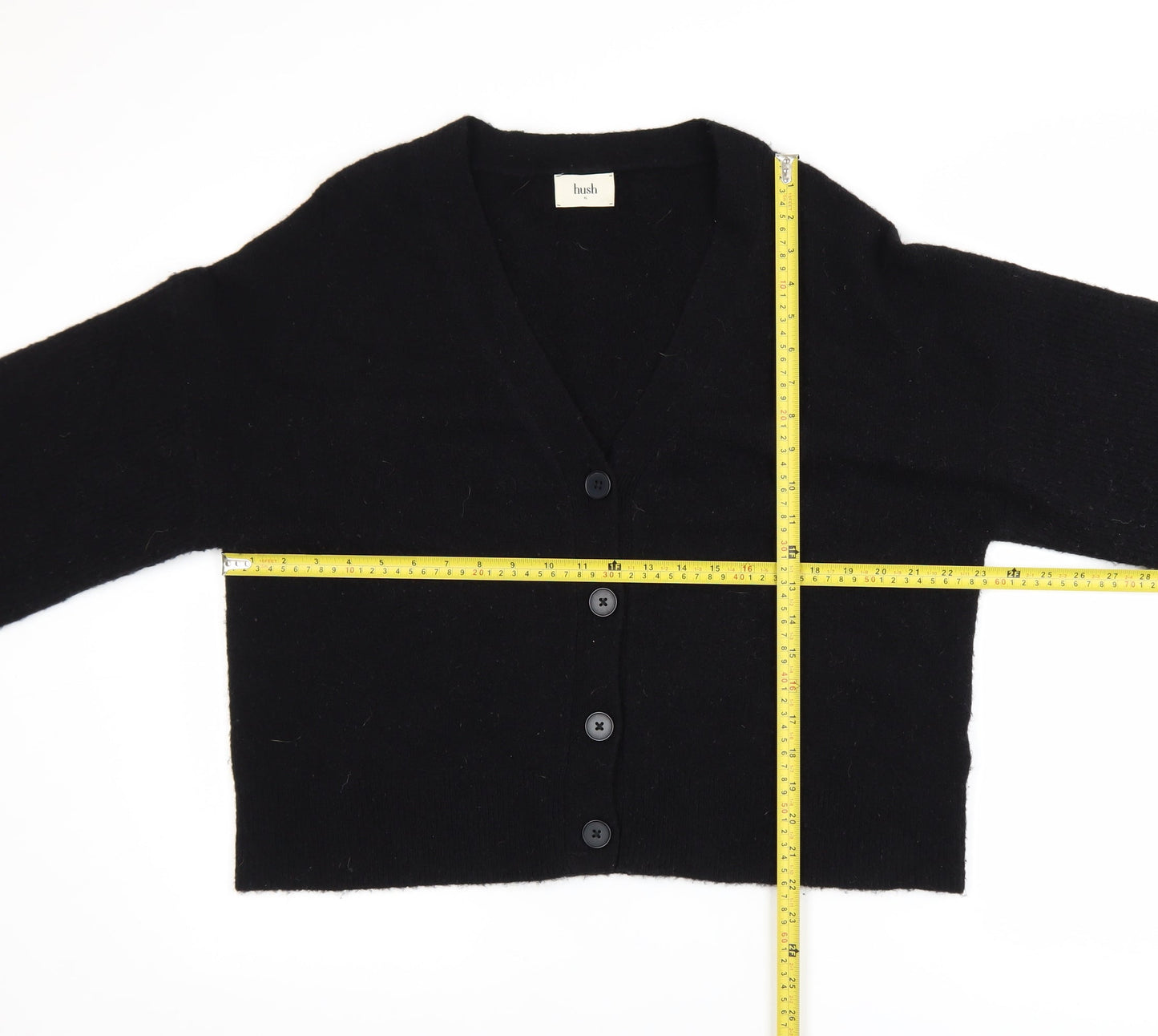 Hush Women's Black Wool Blend Button V-Neck Cardigan XL