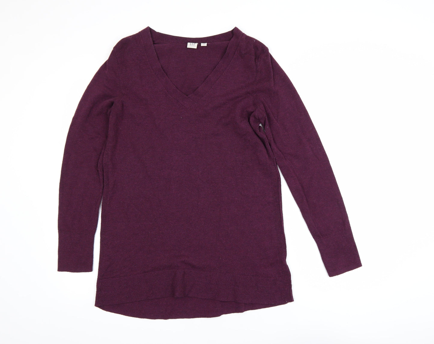 GAP Maternity Plum V-Neck Long Sleeve Wool Blend Jumper Size M