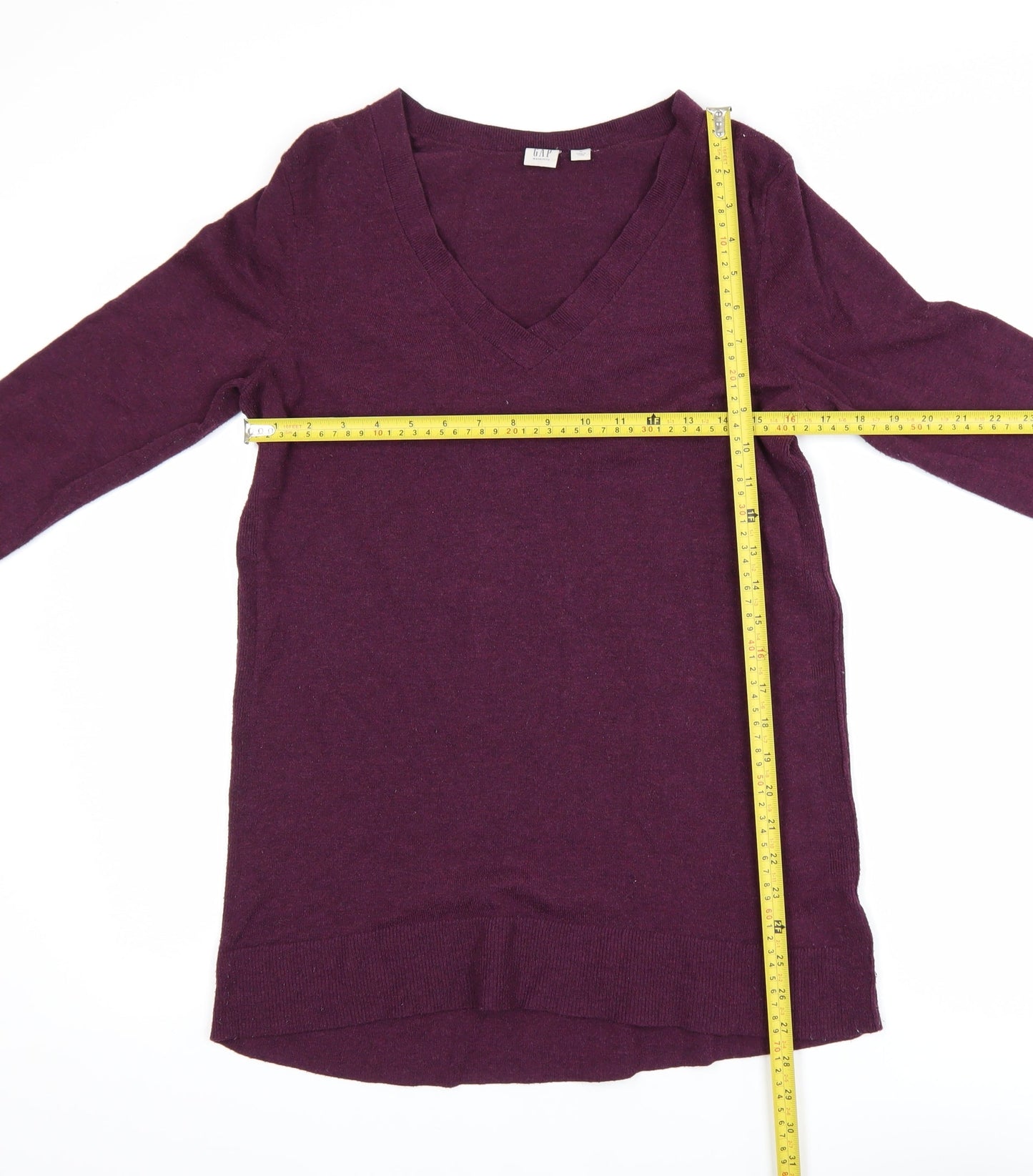 GAP Maternity Plum V-Neck Long Sleeve Wool Blend Jumper Size M
