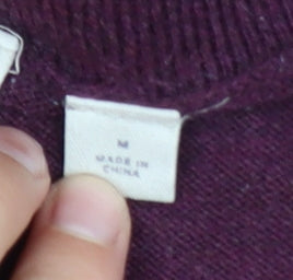 GAP Maternity Plum V-Neck Long Sleeve Wool Blend Jumper Size M
