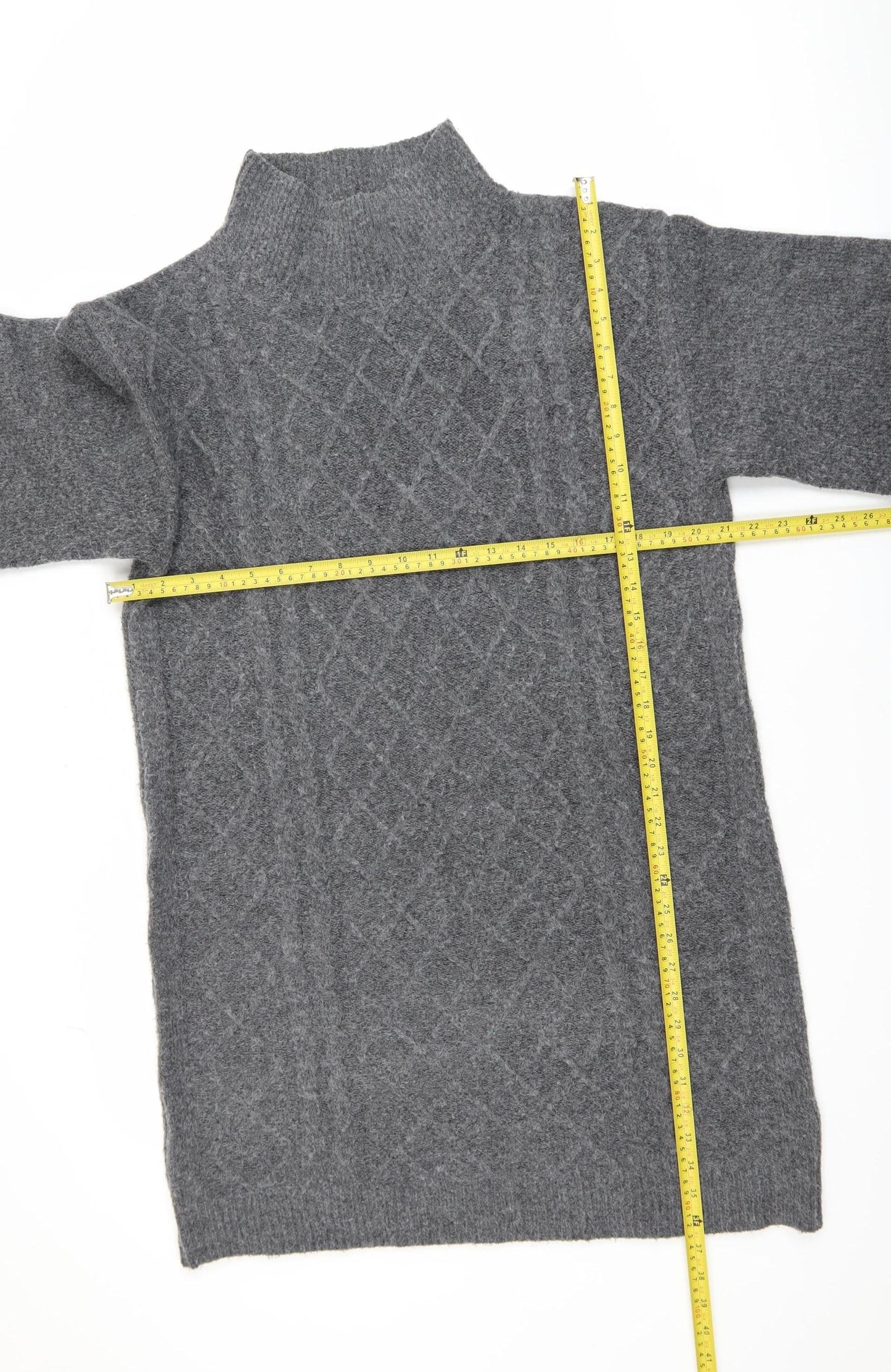 Bonmarché Women’s Grey Cable-Knit High Neck Pullover Jumper Size 18