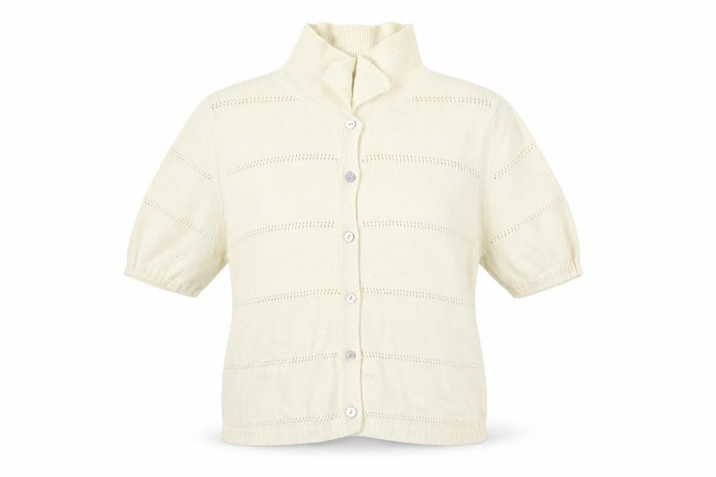 Marks & Spencer Women’s Ivory Cotton Button-Up Short Sleeve Top Size 12