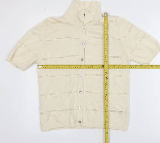 Marks and Spencer Women’s Ivory Cotton Button-Up Short Sleeve Top Size 12