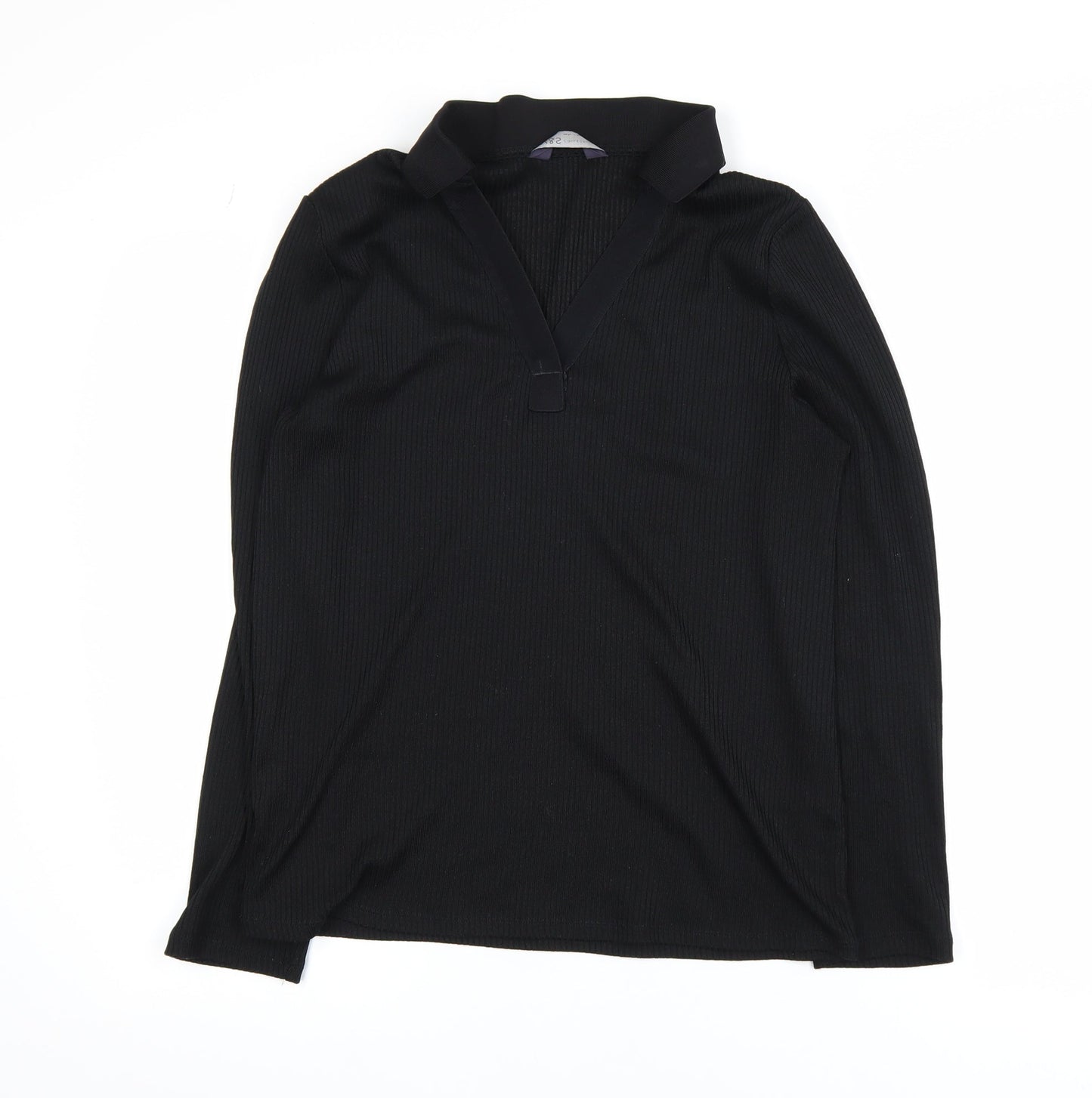 Marks and Spencer Women’s Black Long Sleeve V-Neck Jersey Blouse Size 12