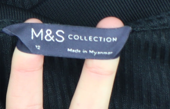 Marks and Spencer Women’s Black Long Sleeve V-Neck Jersey Blouse Size 12