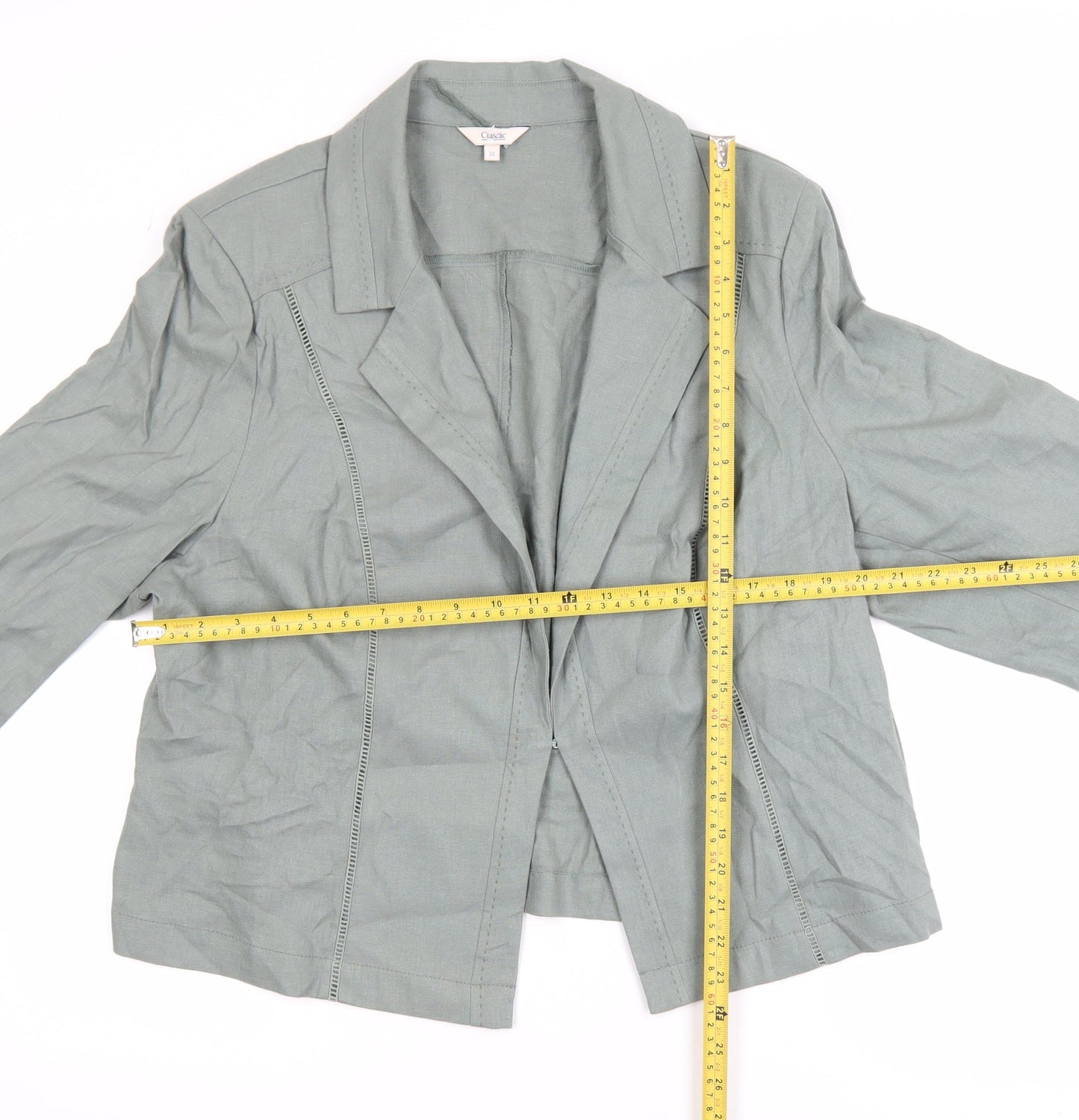 Marks and Spencer Women’s Green Linen Blazer Jacket Size 22 Classic