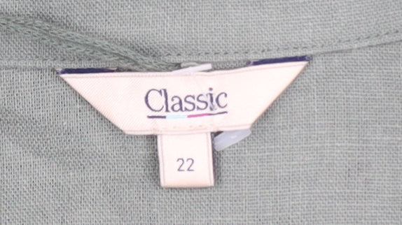 Marks and Spencer Women’s Green Linen Blazer Jacket Size 22 Classic