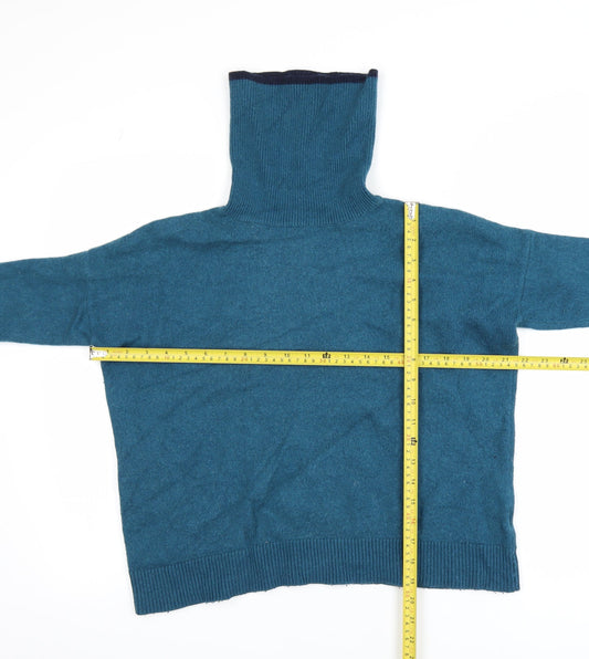 Boden Women's Blue Roll Neck Wool Blend Jumper Size M