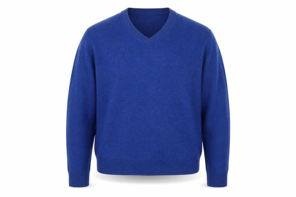 Marks and Spencer Men's Blue Wool V-Neck 2XL Pullover Jumper