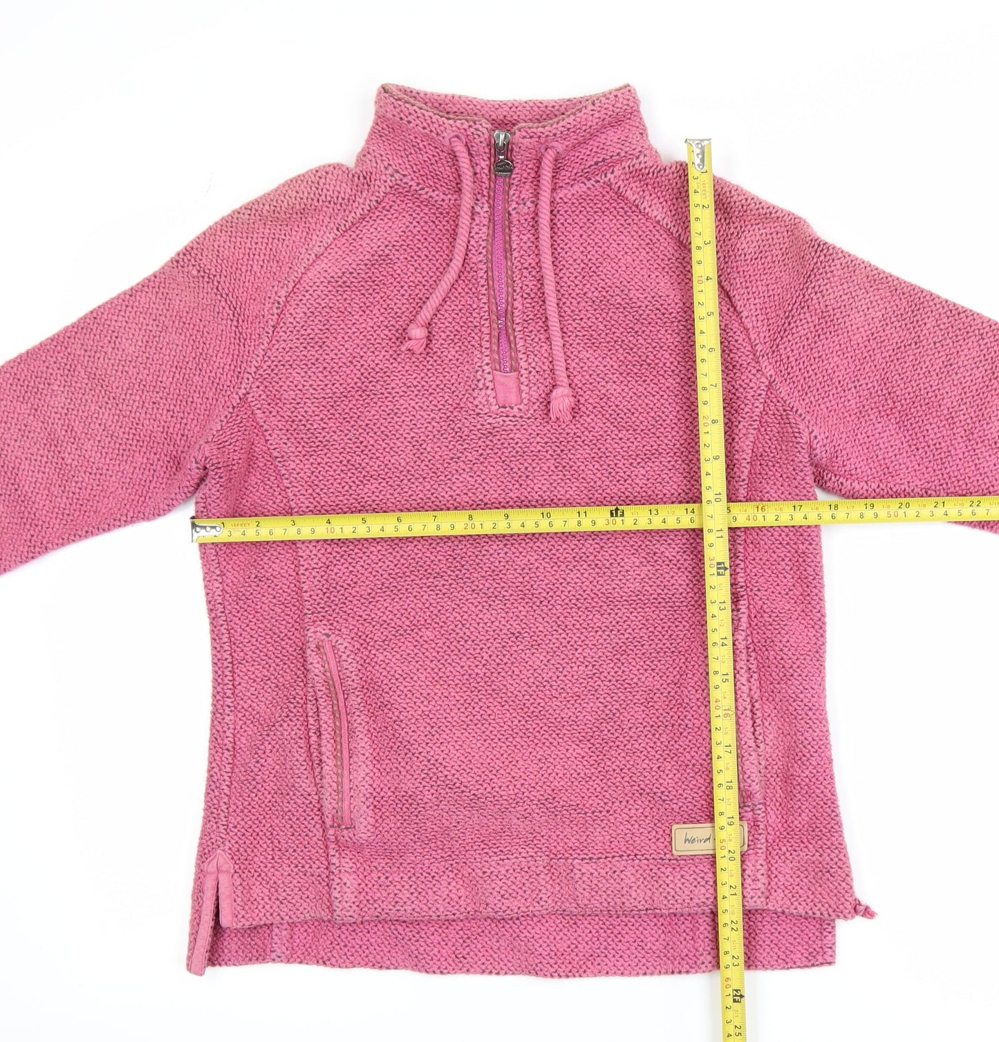 Weird Fish Womens Pink 1/4 Zip Knit Jacket Size 8 Outdoor Casual