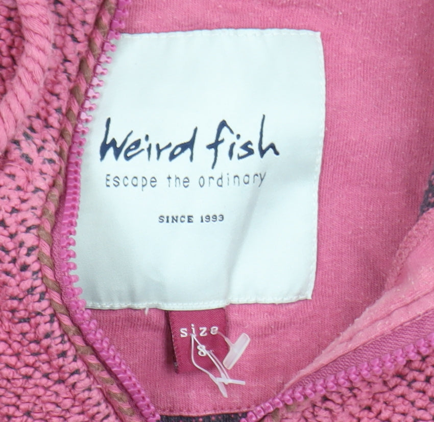 Weird Fish Womens Pink 1/4 Zip Knit Jacket Size 8 Outdoor Casual
