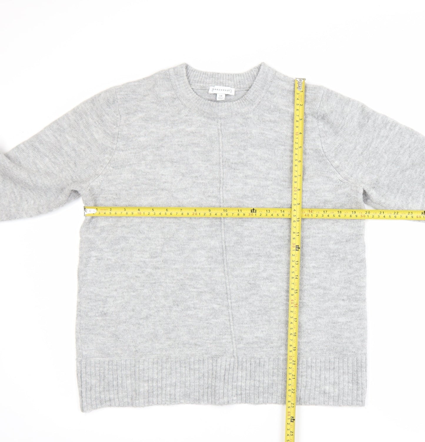 Warehouse Women’s Grey Crew Neck Long Sleeve Knit Jumper Size 14