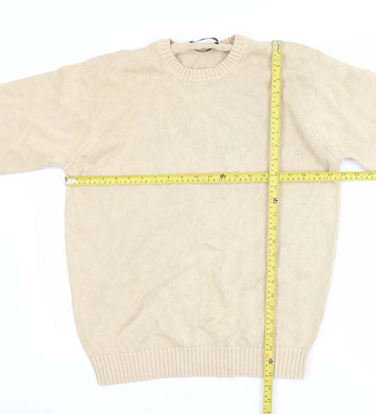 McNeal Men's Beige Cotton Crew Neck Pullover Jumper Size S