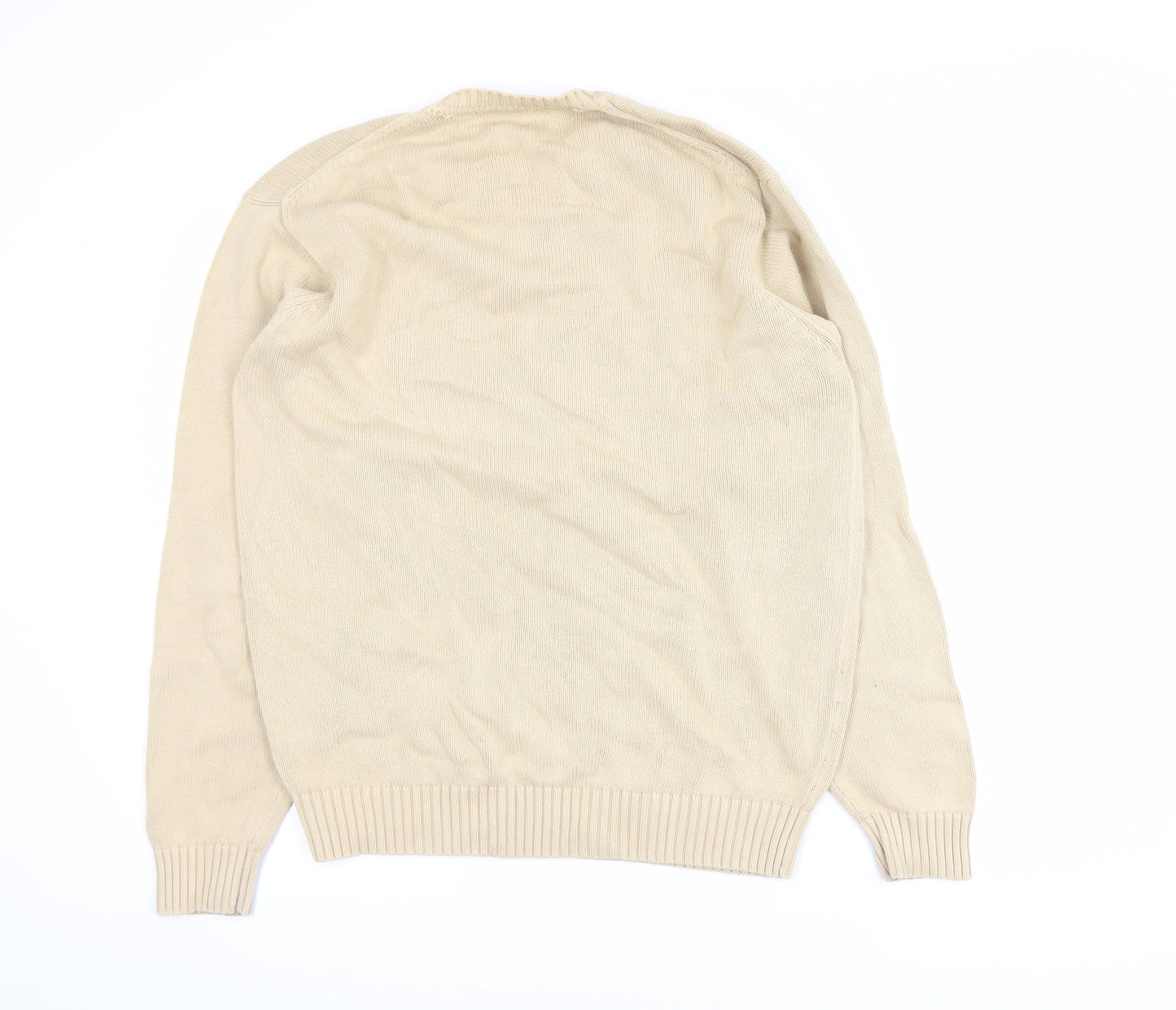 McNeal Men's Beige Cotton Crew Neck Pullover Jumper Size S