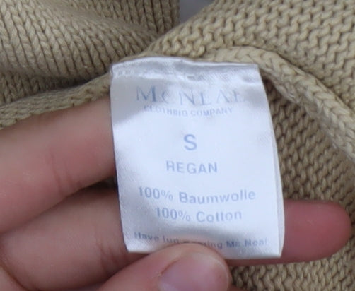 McNeal Men's Beige Cotton Crew Neck Pullover Jumper Size S