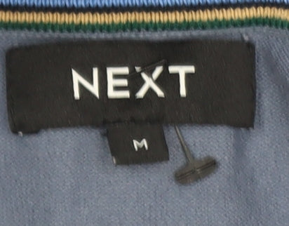 Next Men's Blue Long Sleeve Collared Knit Polo Shirt Size M