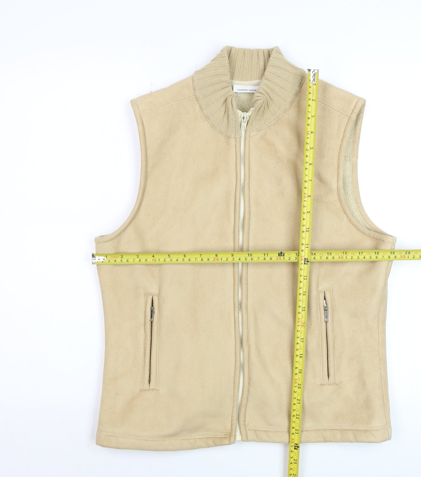 Country Casuals Womens Beige Fleece Waistcoat Bodywarmer M