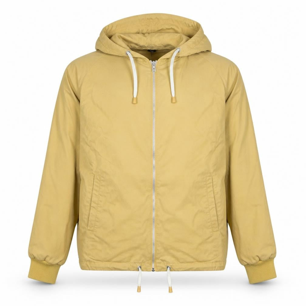 Pop England Men's Beige Hooded Windbreaker Jacket Size S