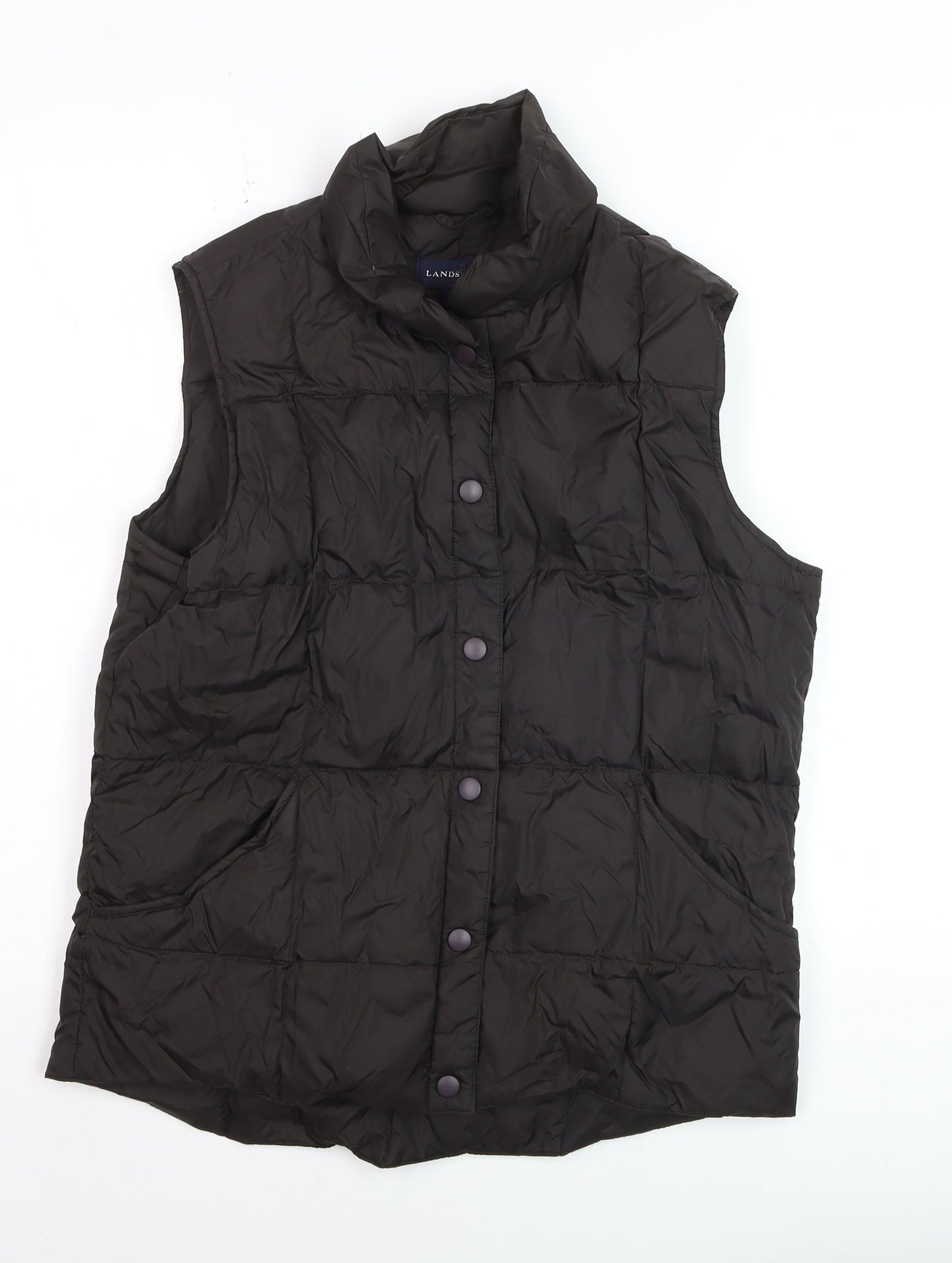Lands' End Women's Black Puffer Down Waistcoat Gilet Size S 8