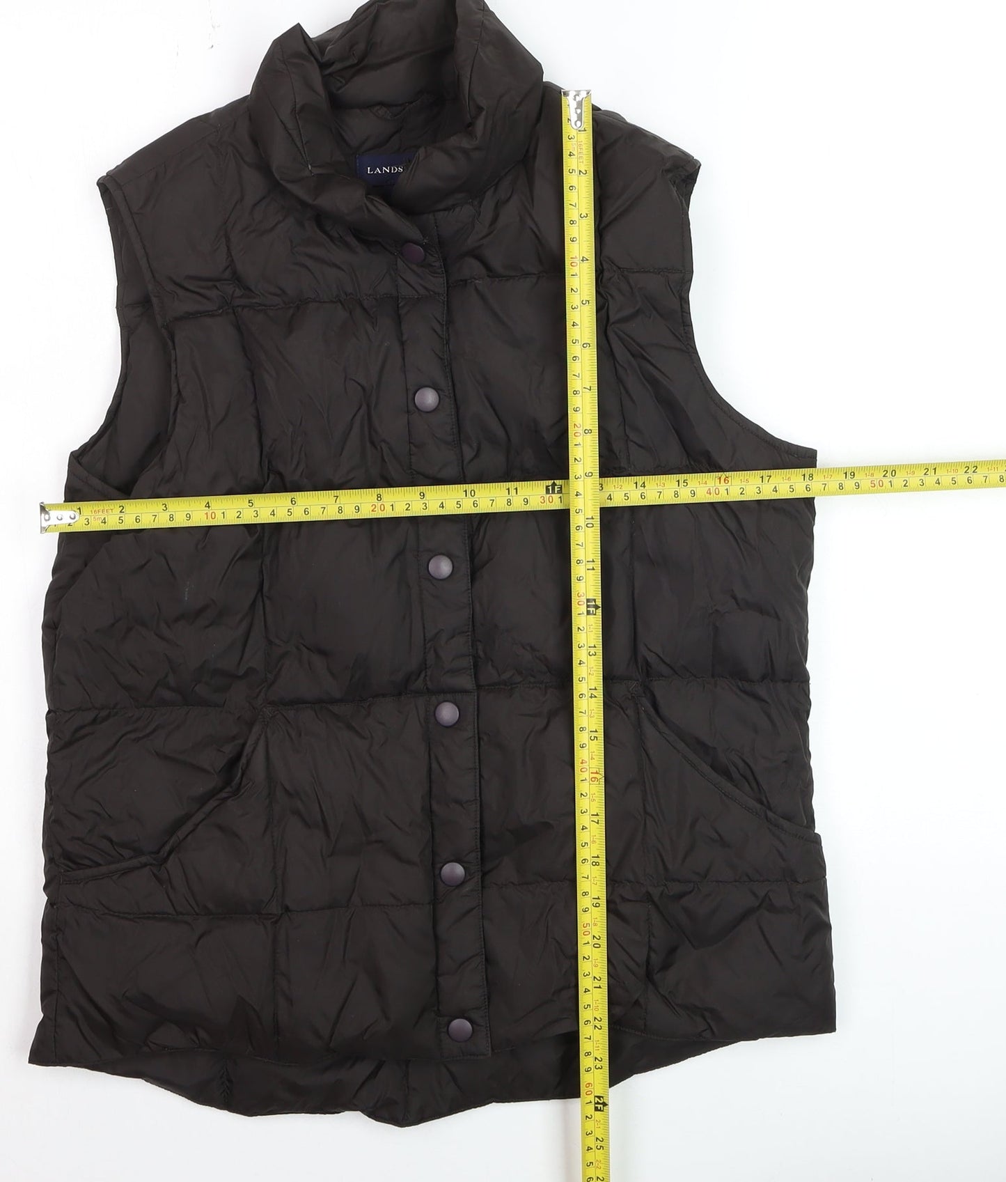 Lands' End Women's Black Puffer Down Waistcoat Gilet Size S 8