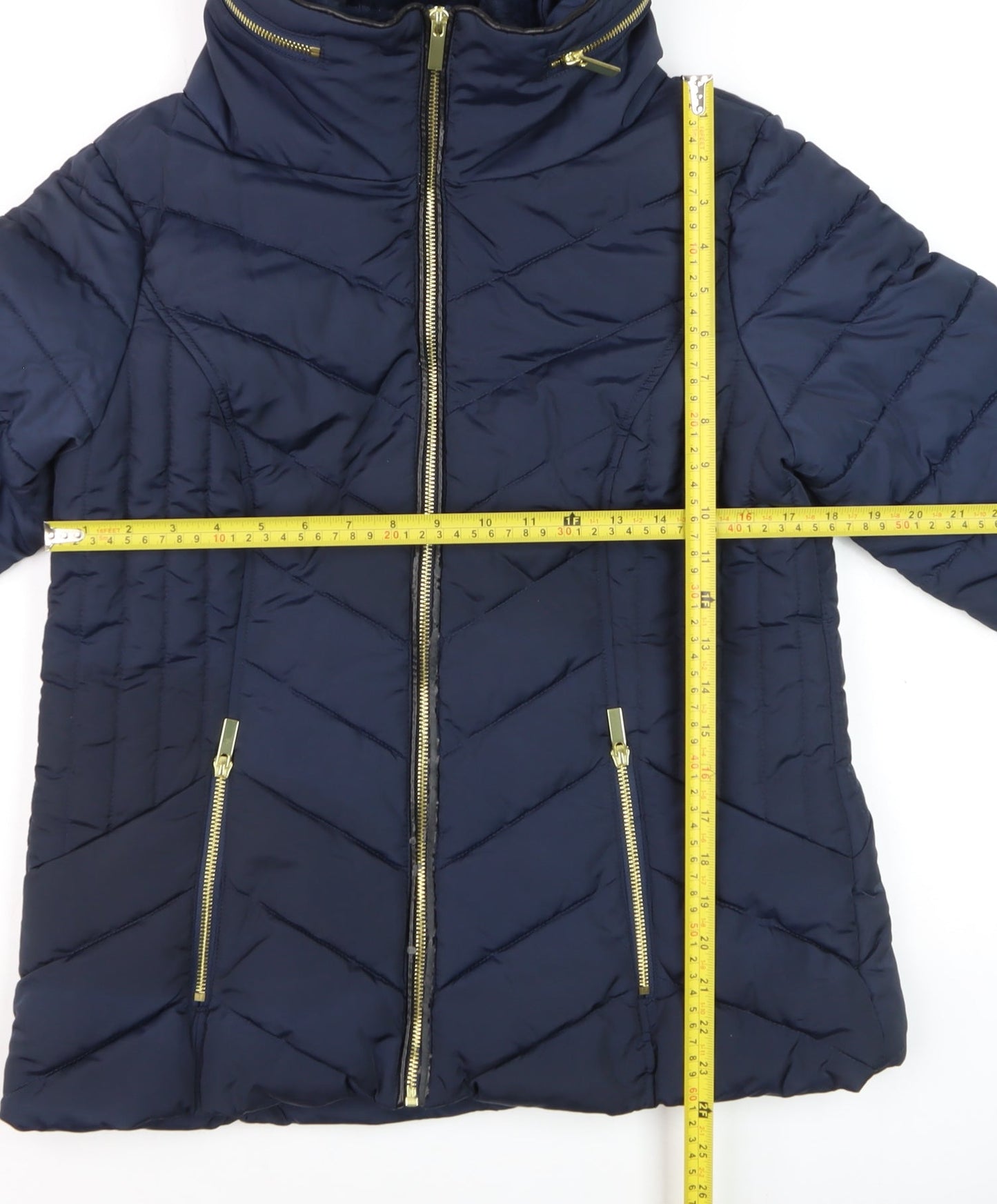 Oasis Women Blue Puffer Jacket Size 12 Mid-Length Winter Coat
