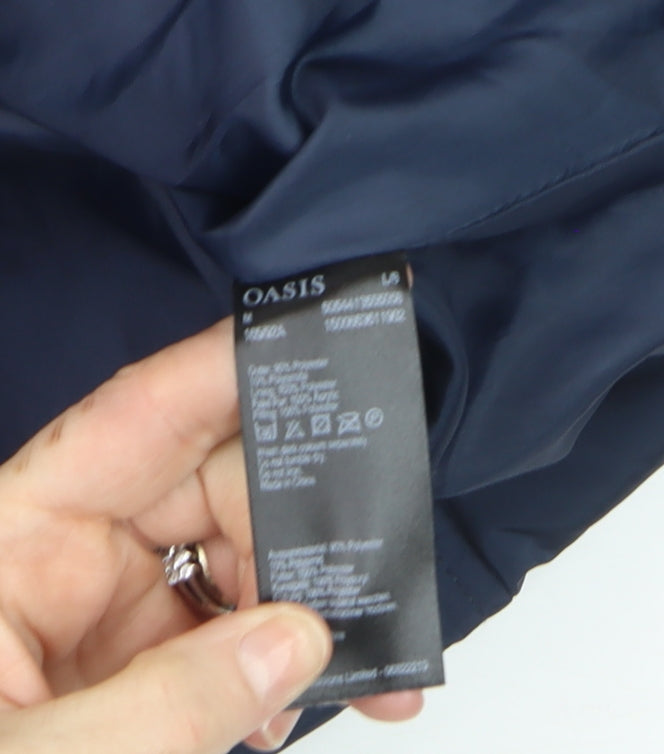 Oasis Women Blue Puffer Jacket Size 12 Mid-Length Winter Coat