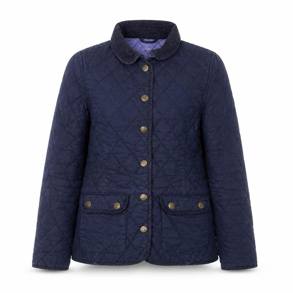 Crew Clothing Women's Blue Quilted Mid-Length Jacket Size 8