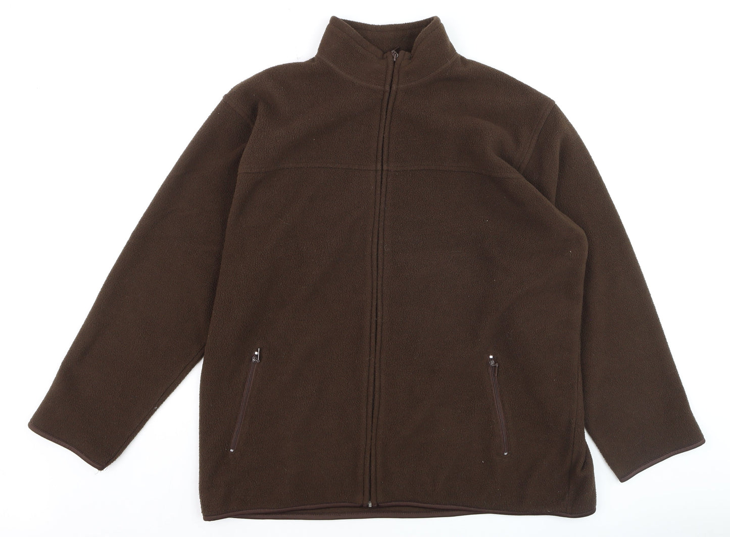 EWM Men Brown Fleece Full Zip Jacket L Regular Fit Outdoor