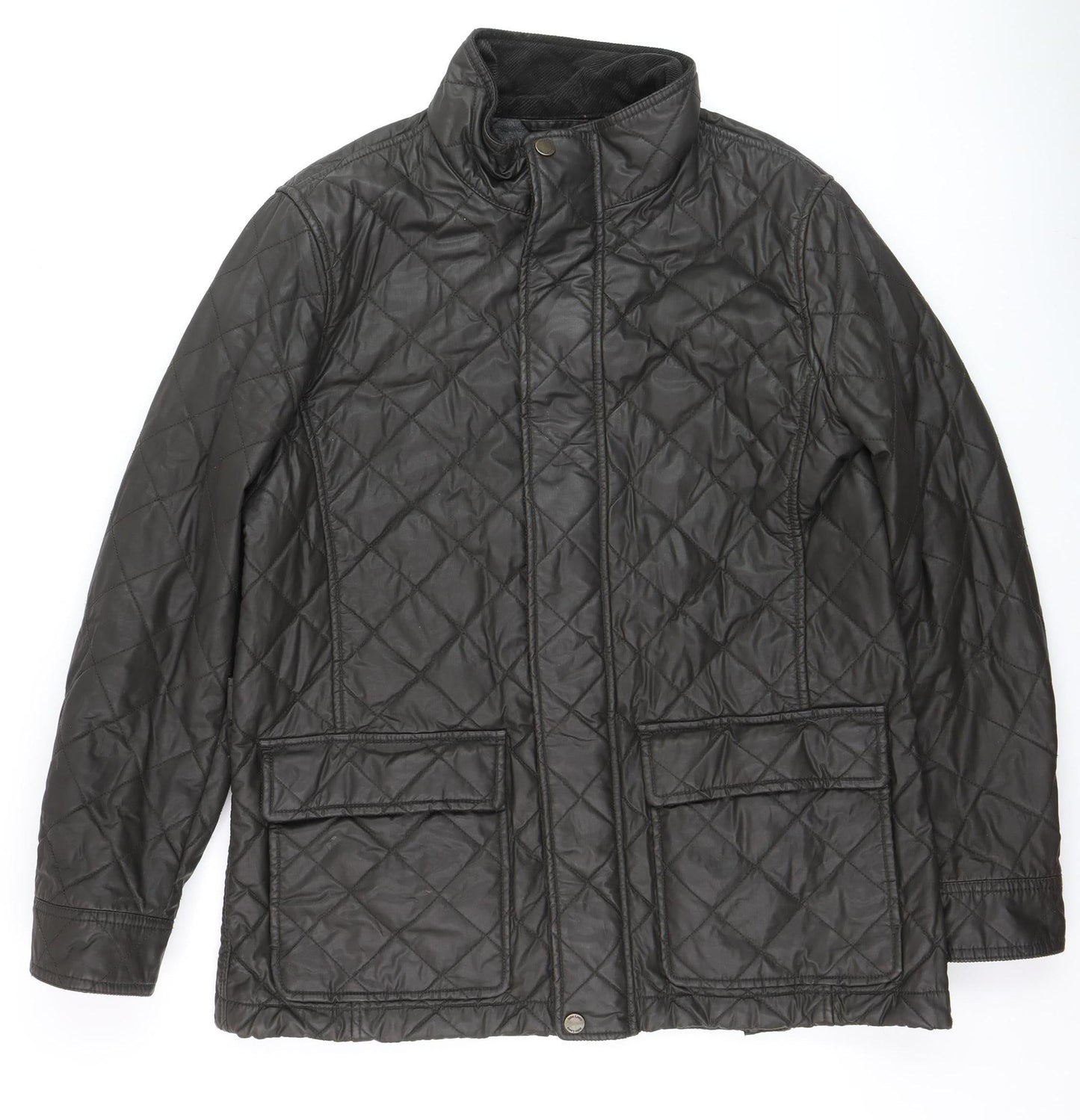 John Lewis Men’s Black XL Quilted Waxed Cotton Jacket